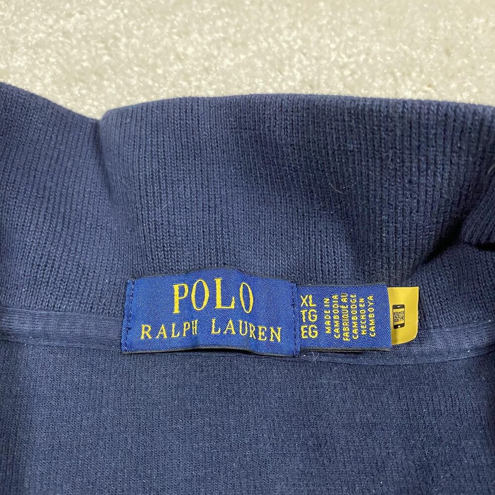 Polo Ralph Lauren Sweater Mens XL Blue 1/4 Zip Mock Neck Cotton Pullover - Picture 2 of 7